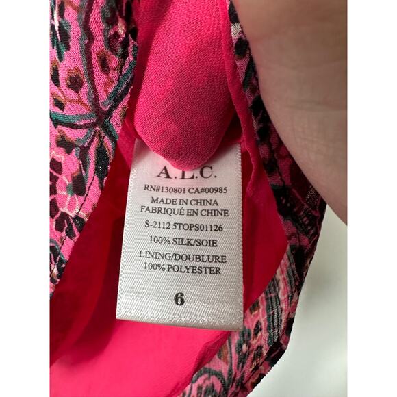 ALC Pink Blouse June Silk Top Size 6 100% Silk Floral Blouse Lined MSRP $294 B12 - Picture 4 of 7
